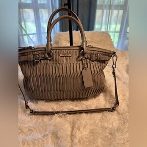 Coach light grey gathered  Leather Handbag, shoulder bag